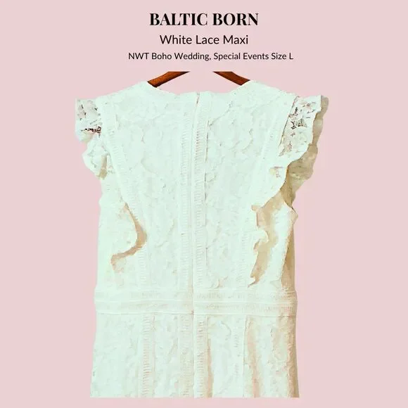 Baltic Born Antique White Lace Maxi Boho Summer Dress Bridal Formal Size L - Picture 4 of 4